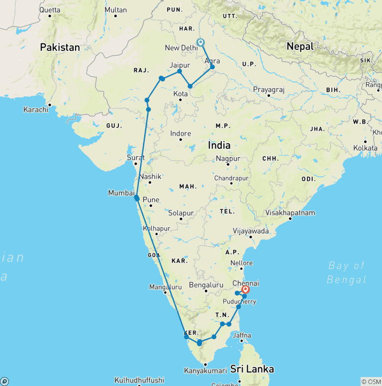 Map of Ranthambore Wildlife and Heritage of India