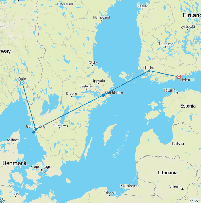 Map of Best of Norway, Sweden & Finland