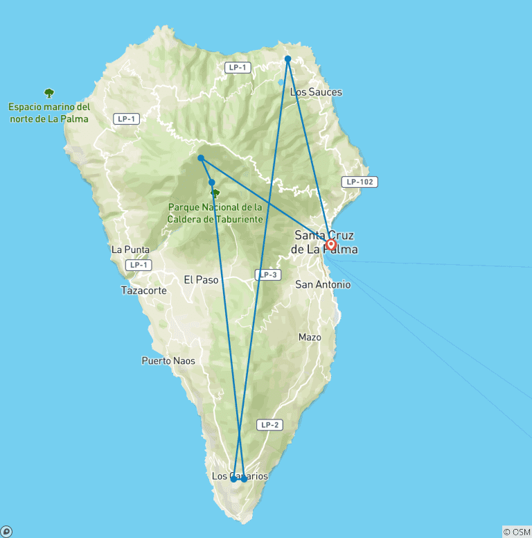 Map of New Year's Eve on La Palma 8 Days