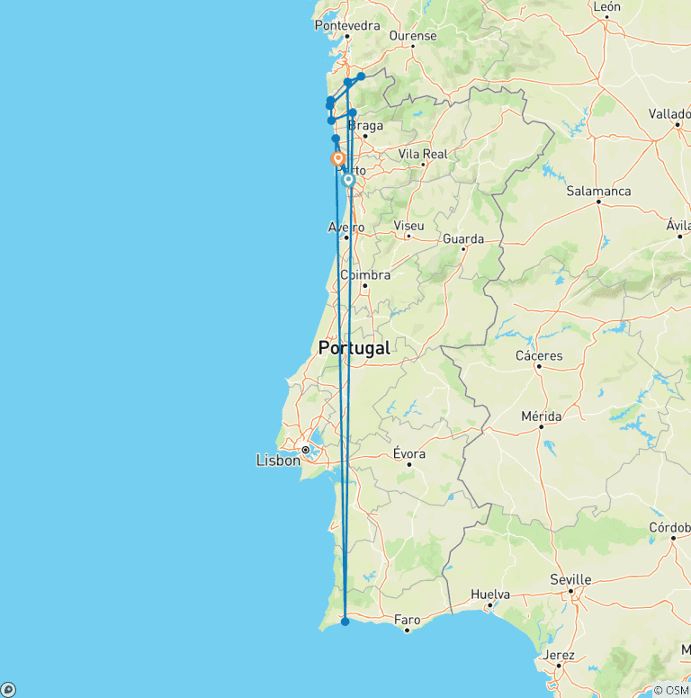 Map of Portugal's North - Porto & the Green Coast with 7 Days