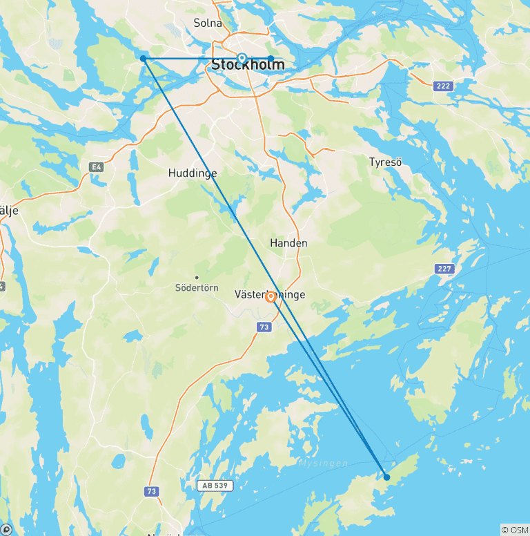 Map of Stockholm's archipelago in 11 Days