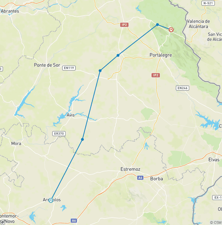 Map of Portugal - Discover the Alentejo Region on Hidden Trails by Gravel Bike 7 Days