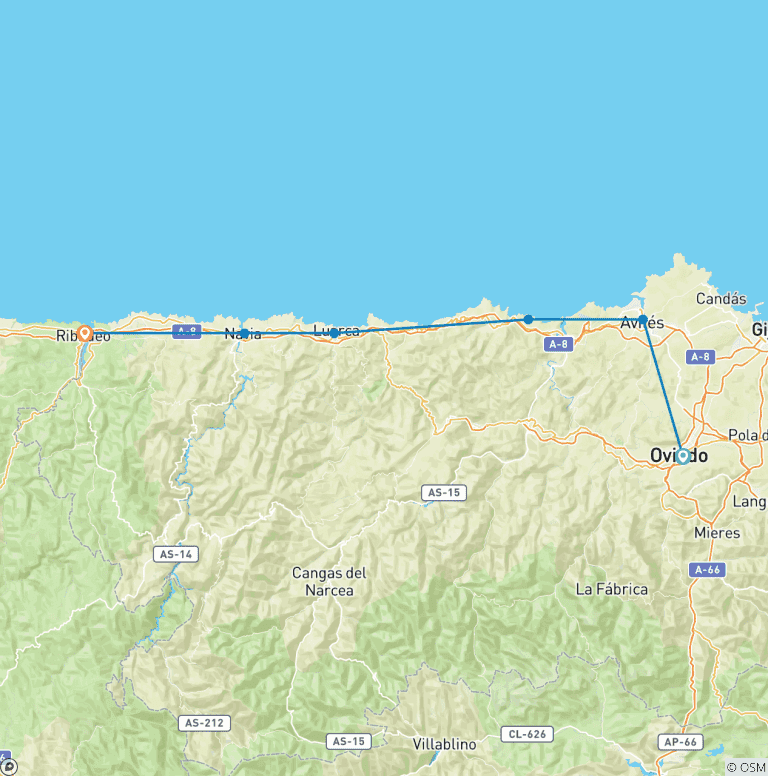 Map of Spain - Hiking on the Camino del Norte 10 Days