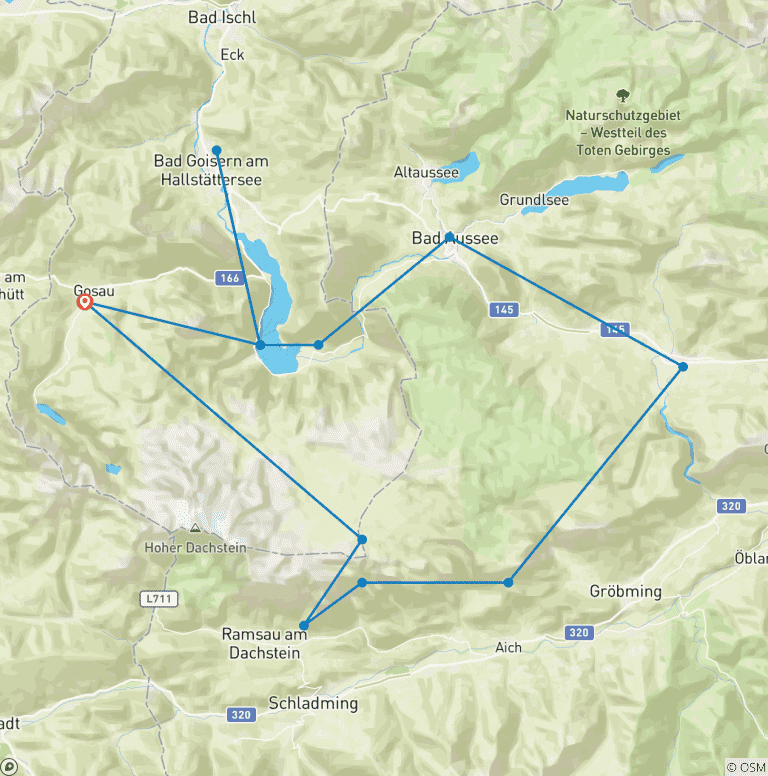 Map of Dachstein circular hiking trail - the classic in 9 days (9 days)