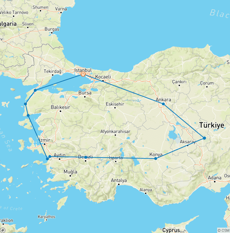 Map of Sultans & Silk Road - 10 days