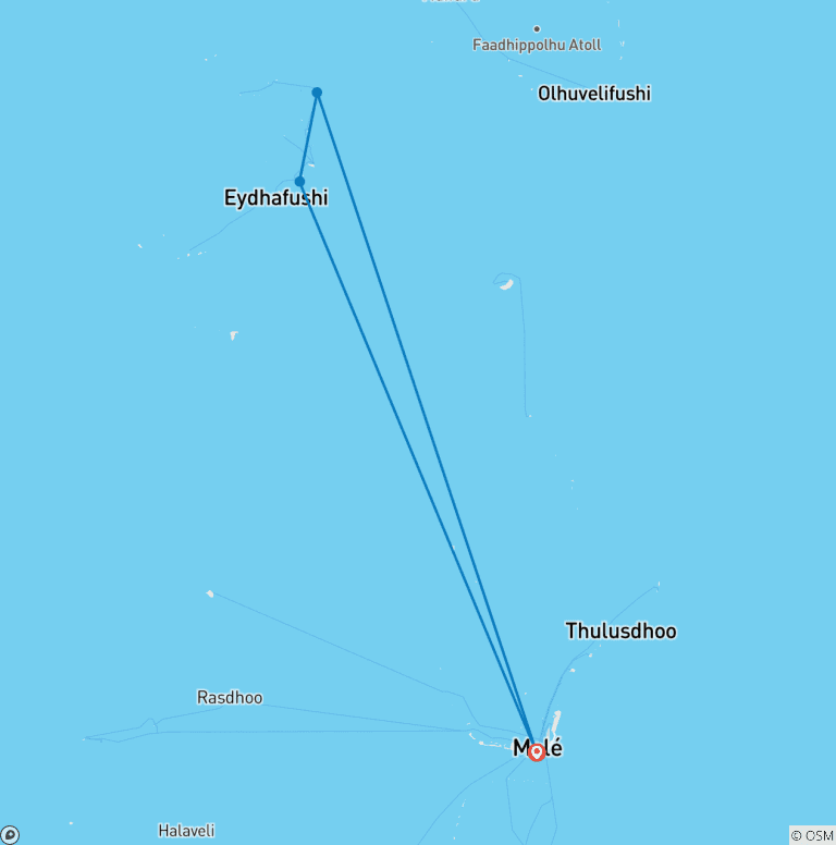 Map of Island Hopping Maldives Adventure - 8 days