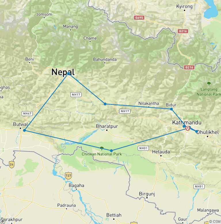 Map of Nepal Culture and Wildlife Intro