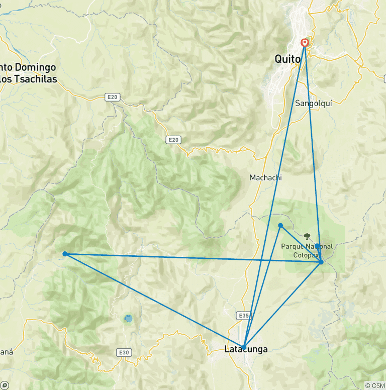 Map of Cotopaxi Summit Expedition: 7-Day High-Altitude Adventure in the Ecuadorian Andes