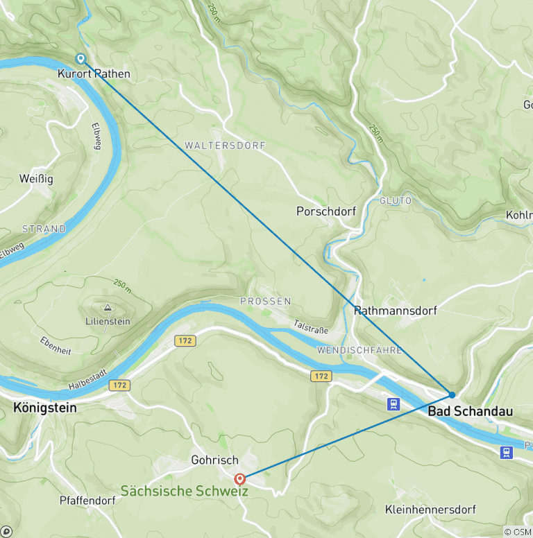 Map of Malerweg - Through the Elbe Sandstone Mountains 7 Days