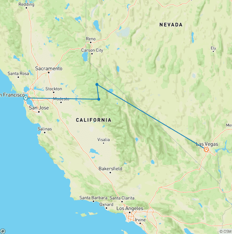 Map of One Week from San Francisco to Vegas