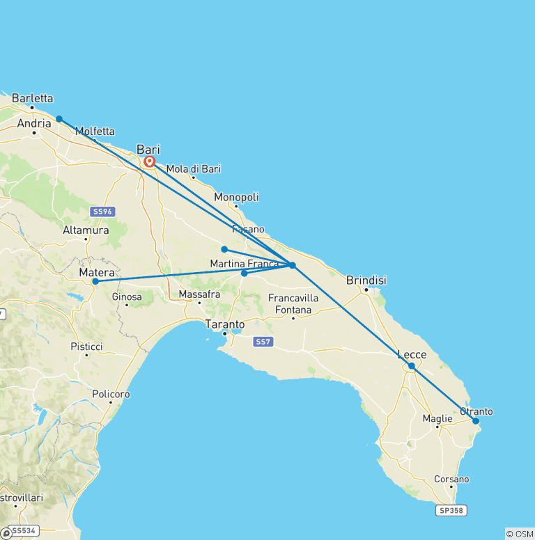 Map of Apulia - Trulli, Staufer and Mediterranean time out
