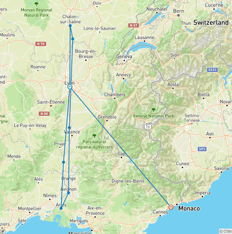 Map of Spectacular South of France with French Riviera