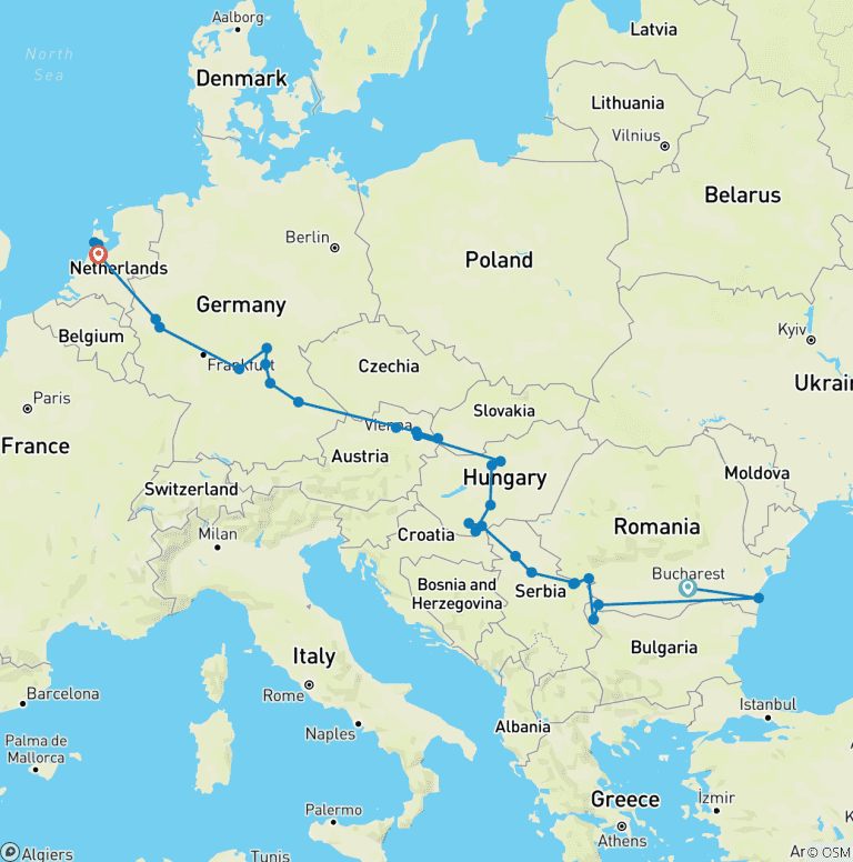 Map of Lower Danube Discovery & Jewels of Europe