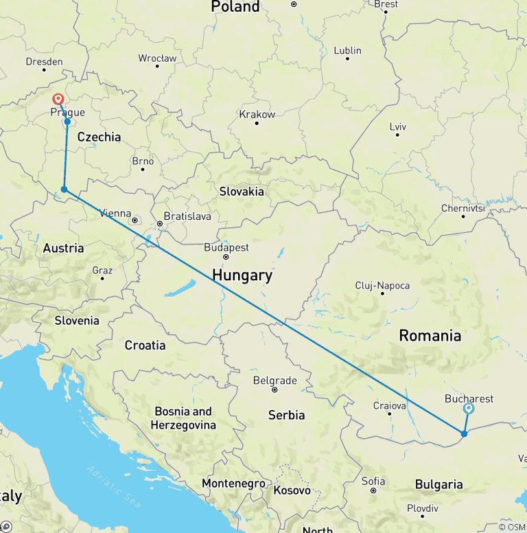 Map of Eastern Europe & Balkans Unveiled & Gems of the Danube & Prague