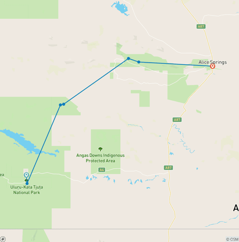 Map of Kings Canyon & West MacDonnell Explorer - 3 days
