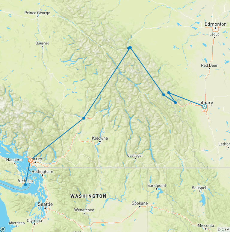 Map of Western Canada by Rail with Calgary Stampede