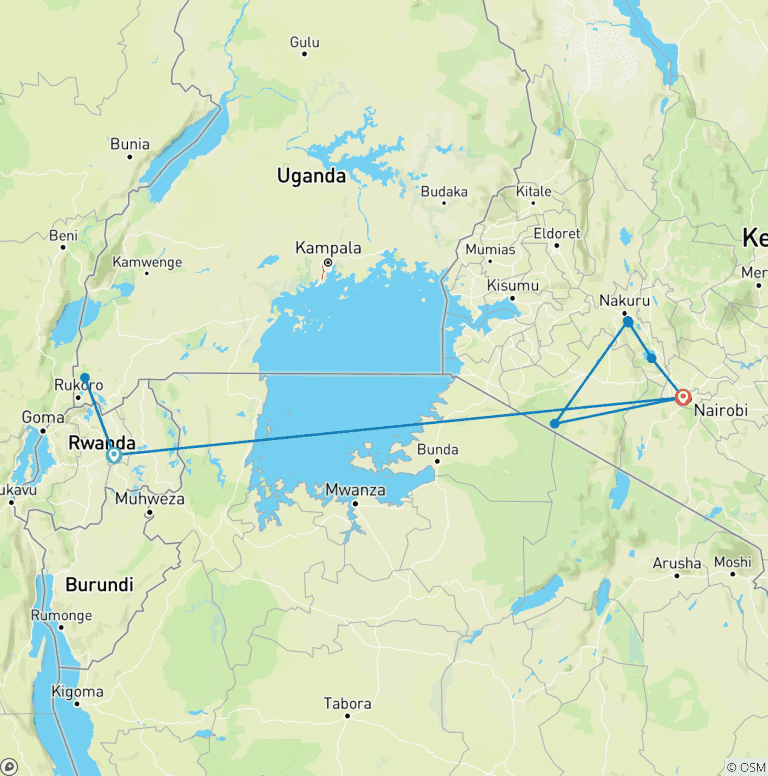 Map of Premium Uganda, Rwanda & Kenya