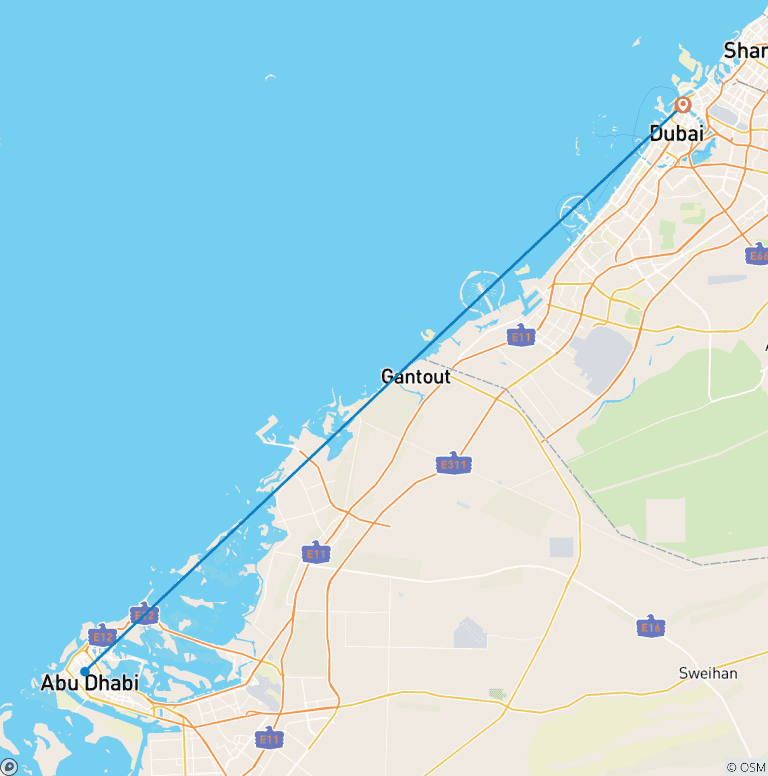 Map of 10-Day Tour of Dubai : Explore the Most Beautiful City of the Desert