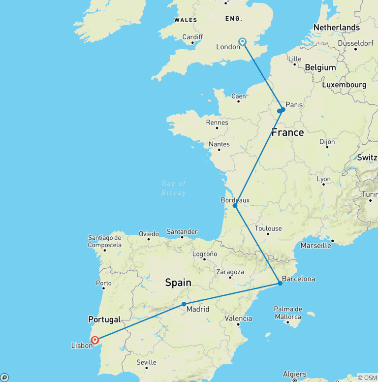 Map of London to Lisbon: Western Wonders