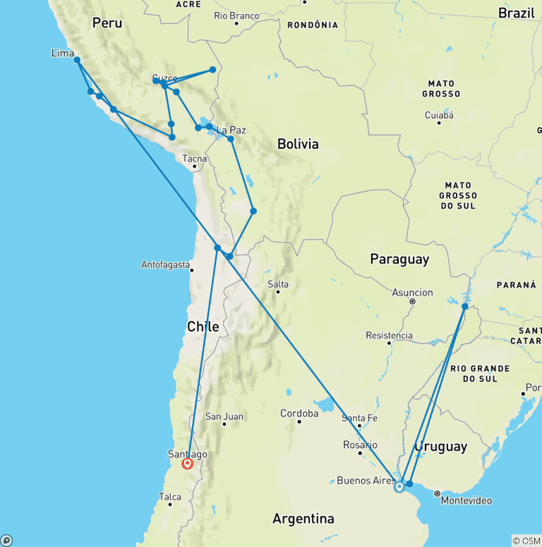 Map of Grand South American Journey