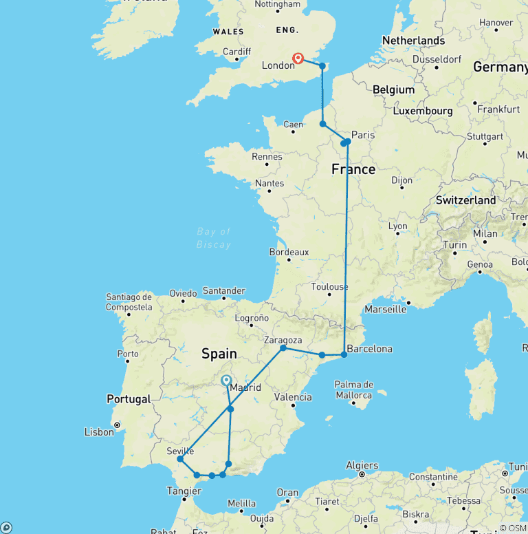 Map of European Grandeur (16 destinations)