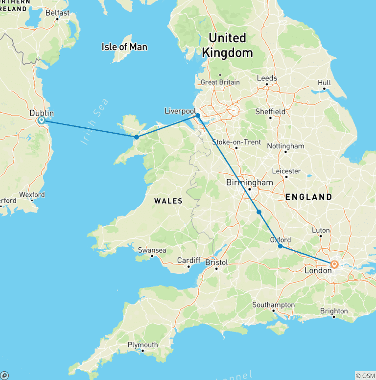 Map of Exploring the United Kingdom and Dublin
