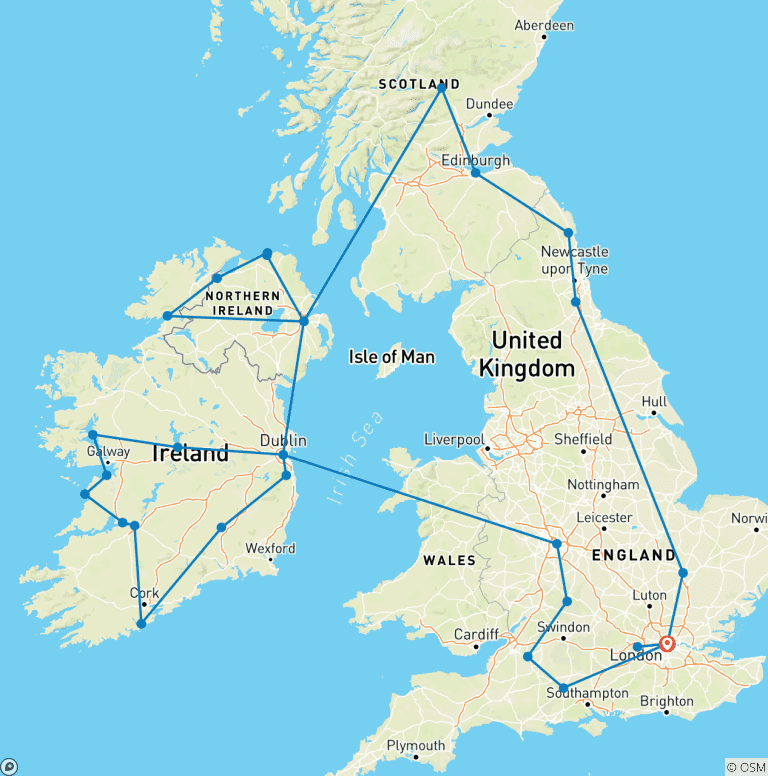 Map of Stories and Legends: United Kingdom, Scotland, and Ireland with London