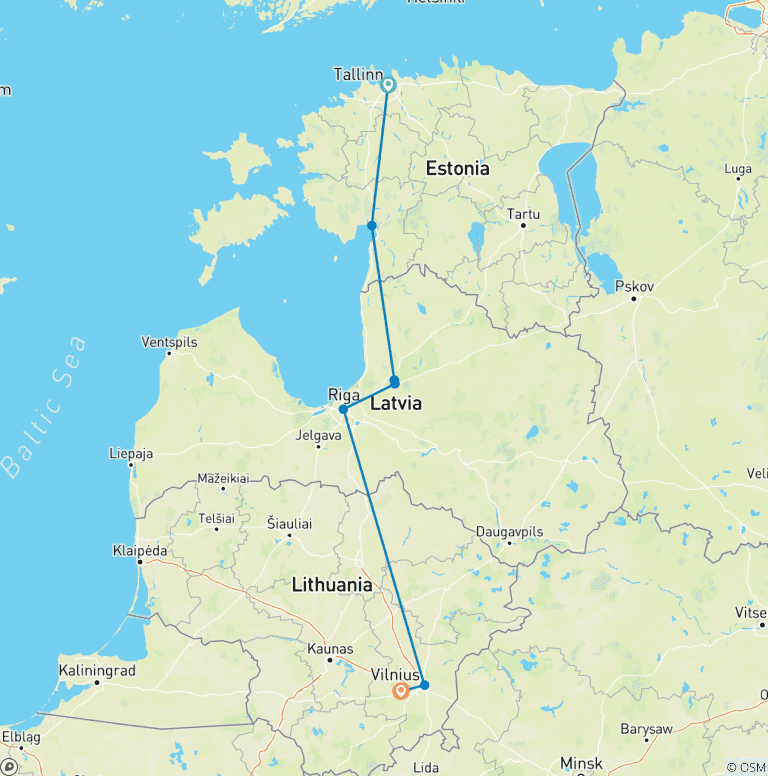 Map of Stunning Baltics (from Tallinn to Trakai)