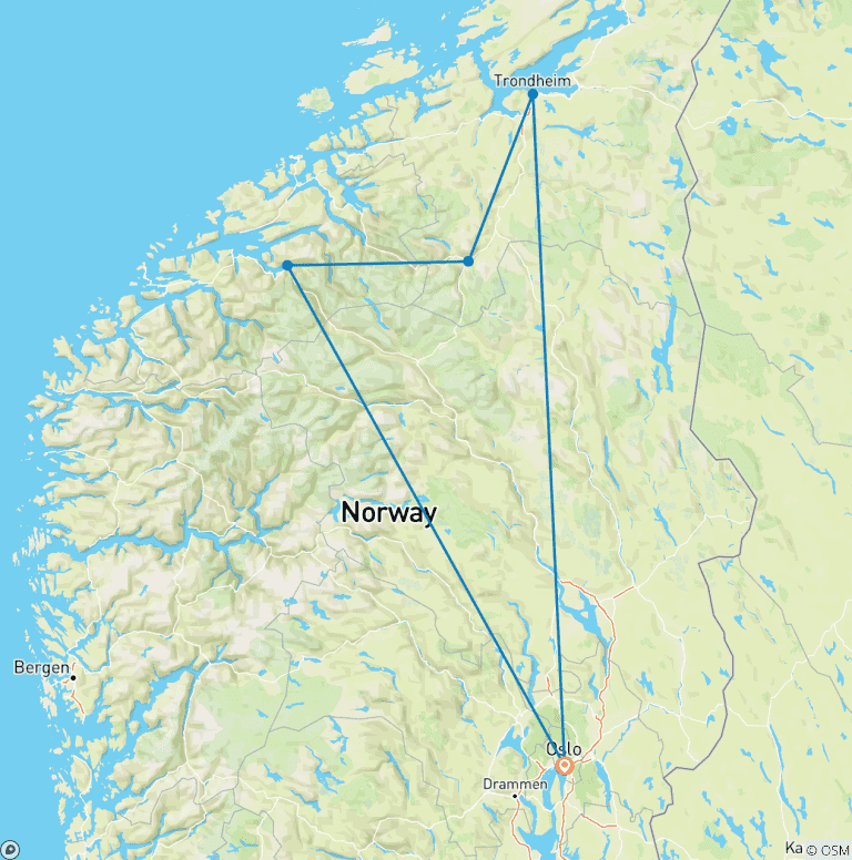 Map of Train Adventure 10 Days