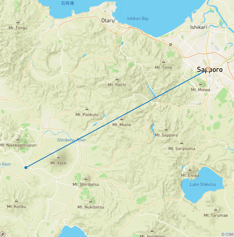 Map of 7 Days Ski Niseko, Winter in Hokkaido Tour (private guide and driver）- Customizable