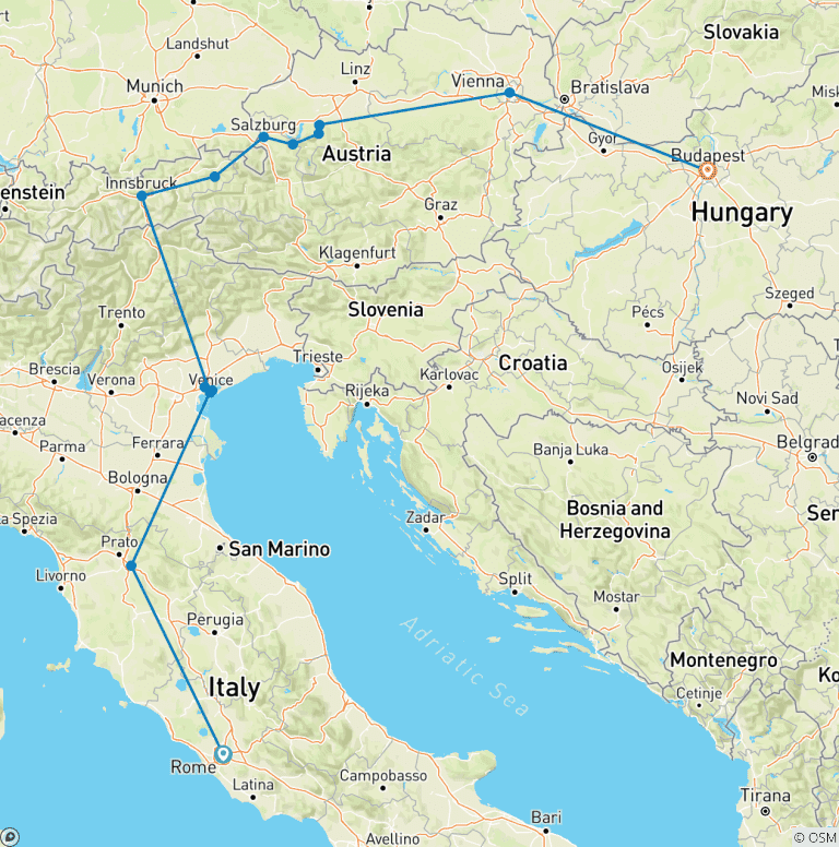 Map of Classical Symphony with Budapest GO