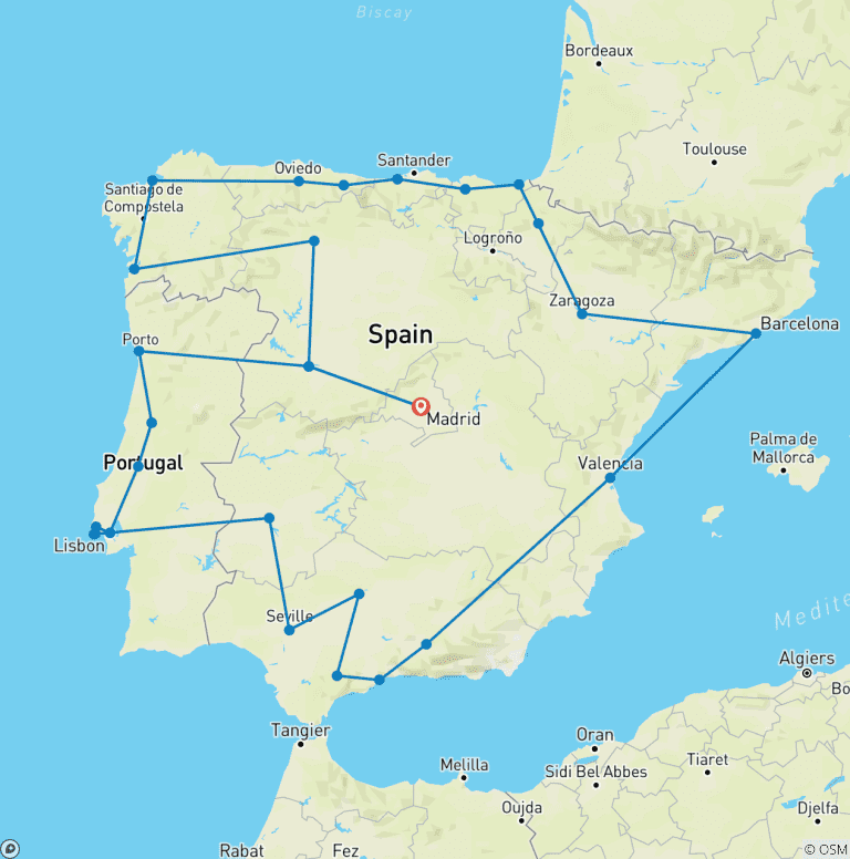 Map of 20-Day Trip Spain & Portugal from Madrid