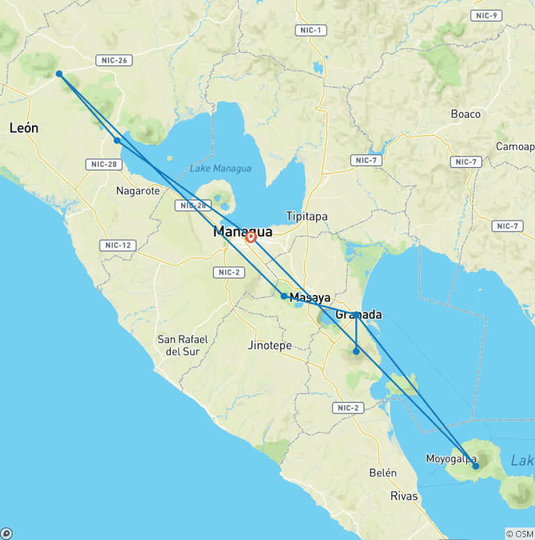 Map of Complete Nicaragua - 10 days