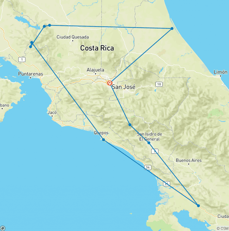 Map of Discover Costa Rica