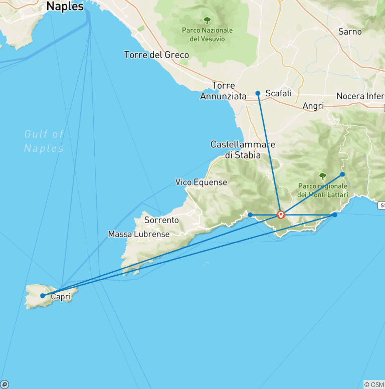 Map of Highlights of the Amalfi Coast
