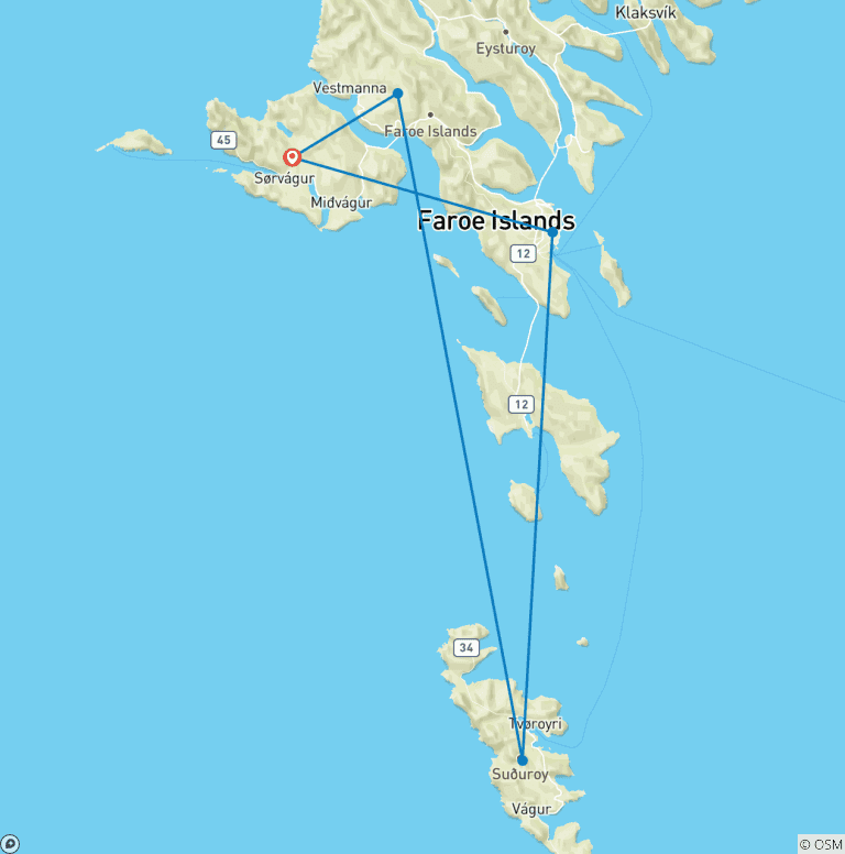 Map of Faroe Islands – Luxury Guided *TREK* (All Inclusive)