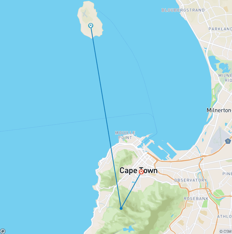 Map of 3-Days - Cape Town Robben Island - Table Mountain Cable car - Wine taste + Accommodation