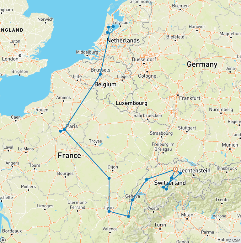 Map of Desired Europe end Zurich