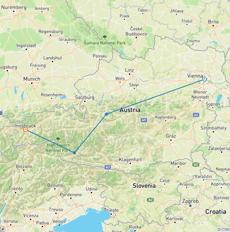 Map of Tailor-made 7 Day Austria Culture and Nature Tour, Private Guide & Driver