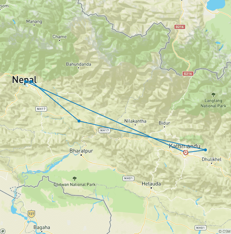 Map of Amazing Highlights of Nepal By G Experiences