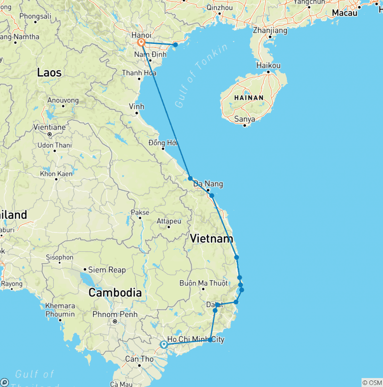 Map of Cycling Vietnam