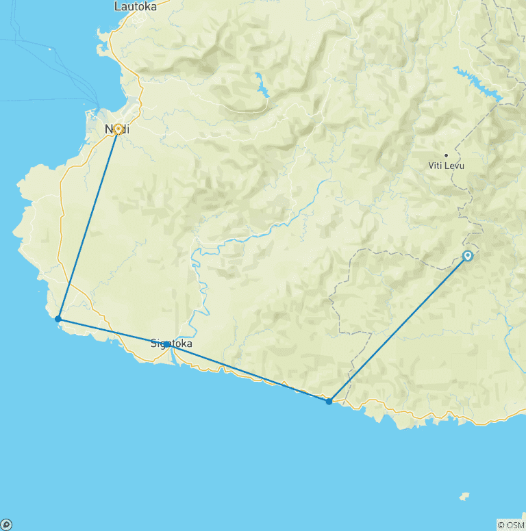 Map of Fiji Beach Break - 6 days