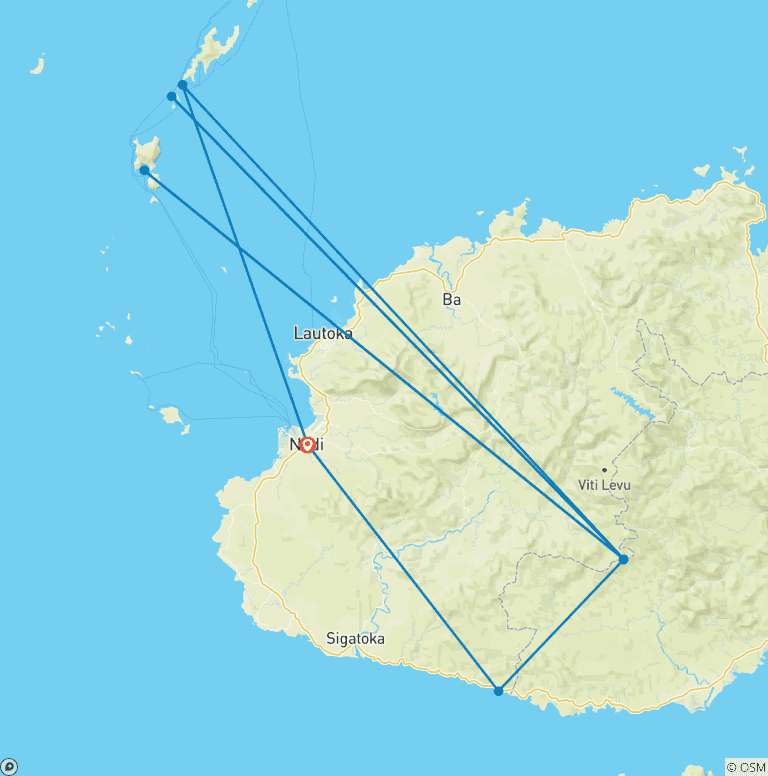 Map of Fiji Explorer & Cruise - 9 days