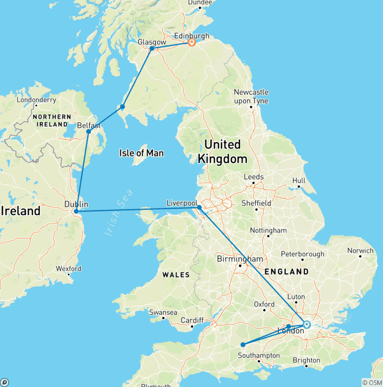 Map of THE GREAT BRITAIN TOUR