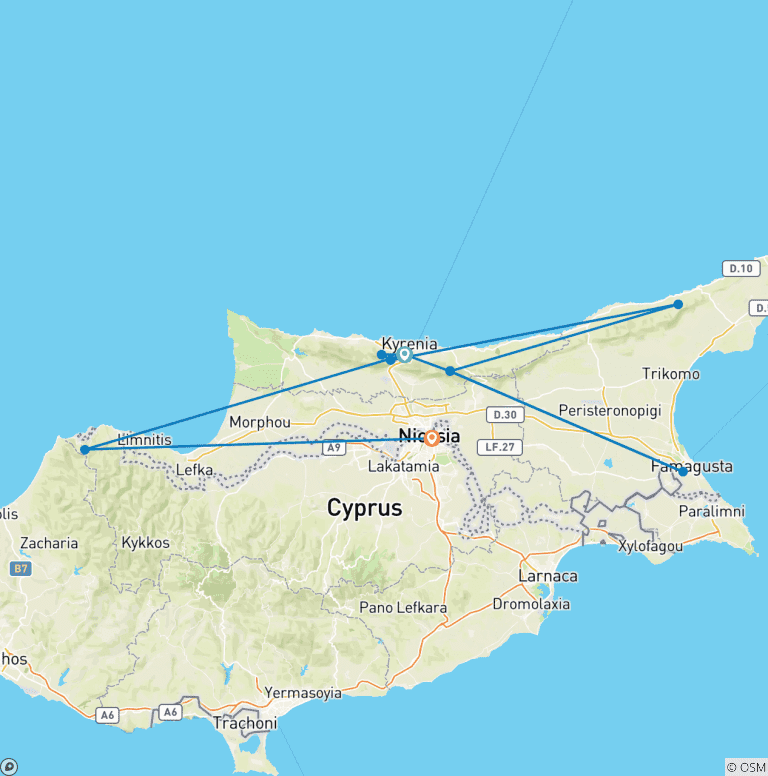 Map of Walking in North Cyprus