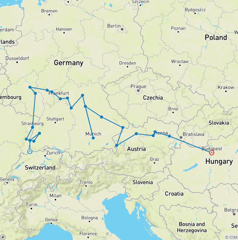 Map of Enchanted Europe (Eastbound) 2027