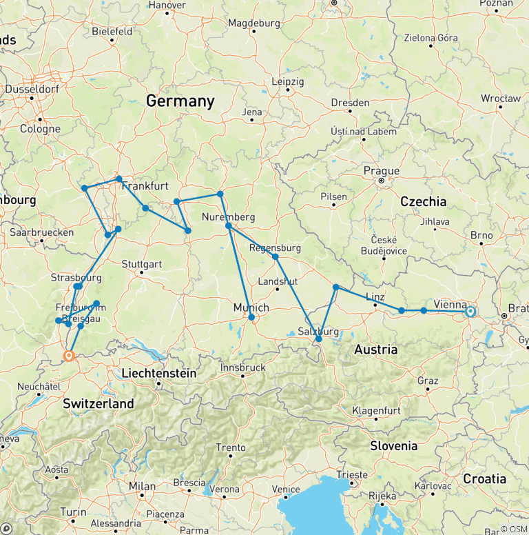 Map of Christmastime from Vienna to Basel 2027