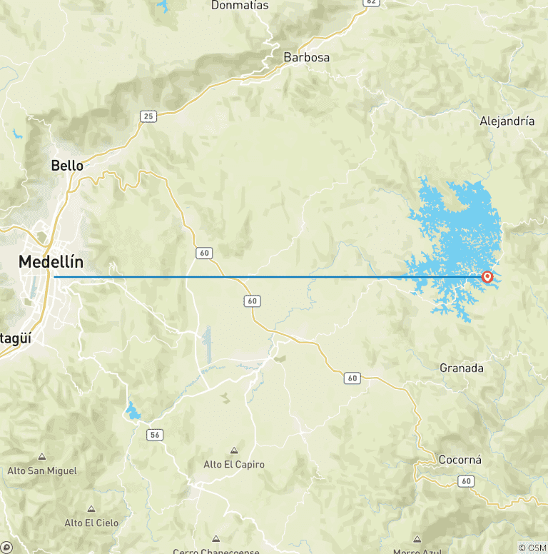 Map of Medellín & Guatapé Wonders