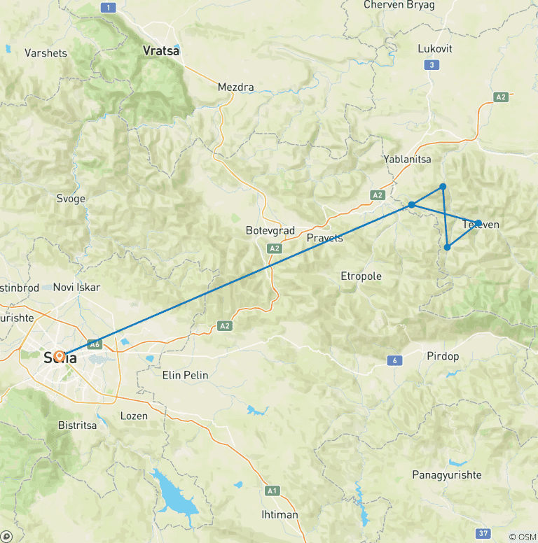 Map of 3-Day Balkan Ride for Intermediate Riders