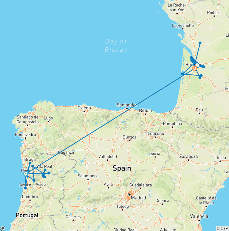Map of Unforgettable Douro & Beautiful Bordeaux 2027